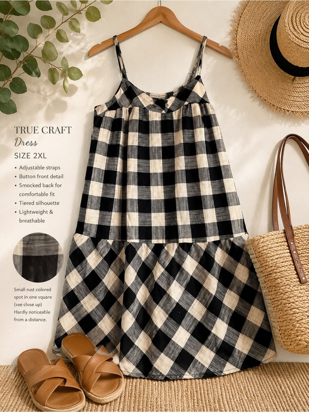 True Craft Black Dress with Cream Label Detail